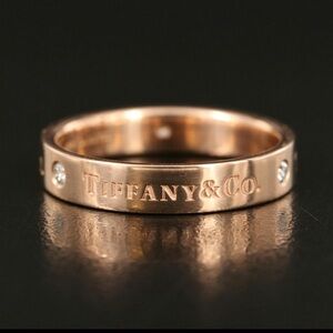 Tiffany & Co. Rose Gold 14K logo & diamond band